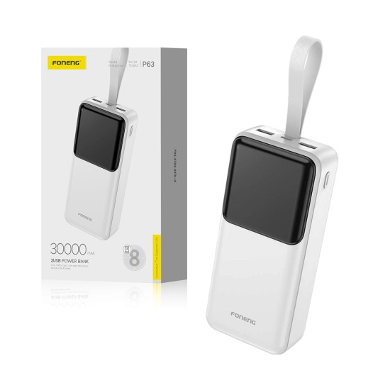 Foneng Power Bank P63 with 2 Outputs 30000mAh 22.5W White